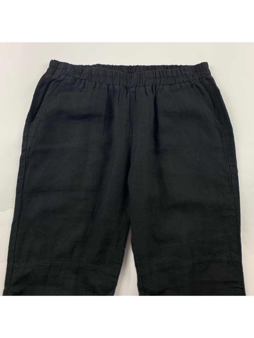 Jolie Black Linen Tapered Leg Ankle Pant USA Made L - Picture 2 of 7
